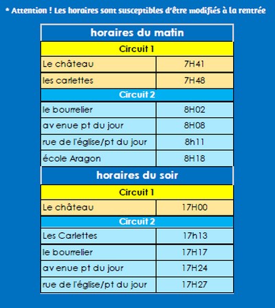 horaires bus