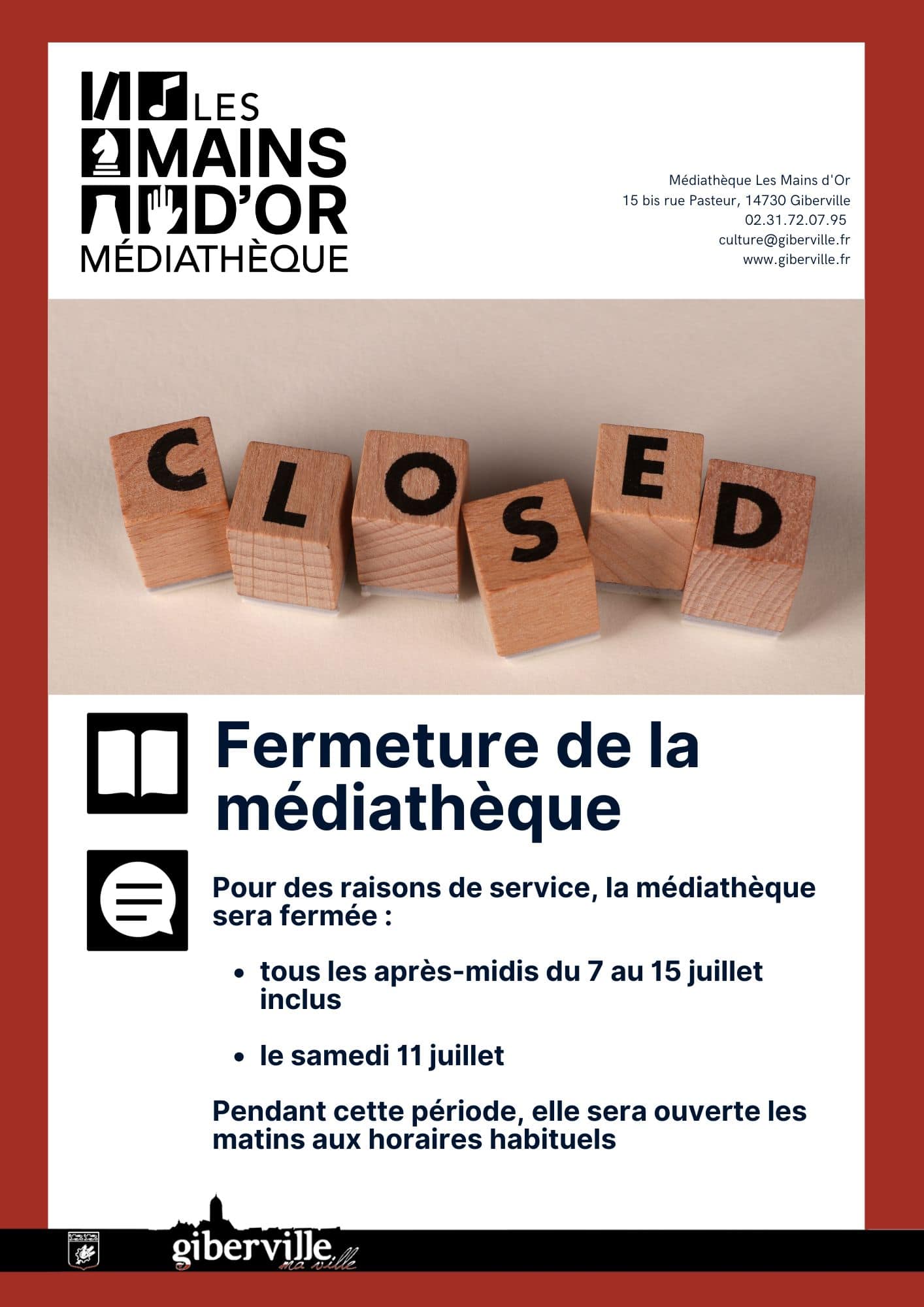 fermeture mediatheque